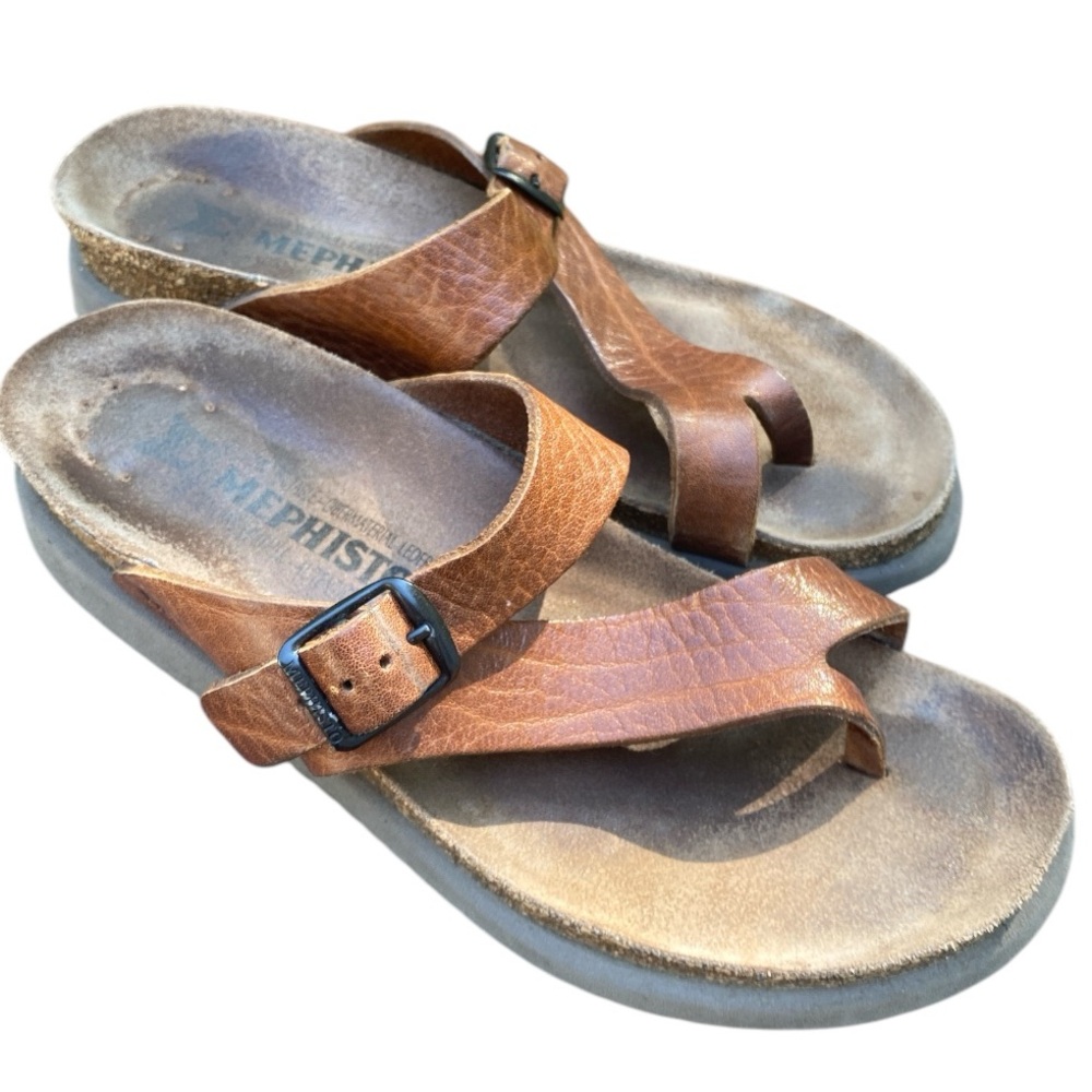 Mephisto Leather Sandals Sz 38 Effortless Walking  Arch support adjustable